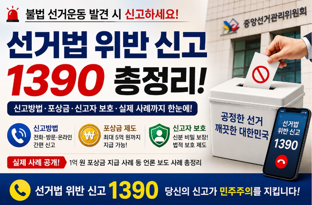 선거법 위반 신고하면 포상금 받을 수 있을까? 1390 신고방법부터 실제 사례까지 총정리
