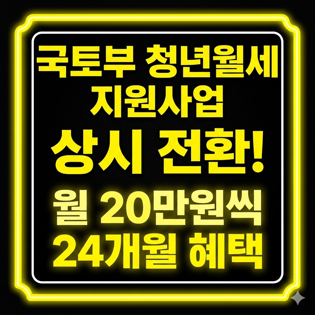 국토부 청년월세 지원사업 상시 전환! 월 20만원씩 24개월 혜택 총정리