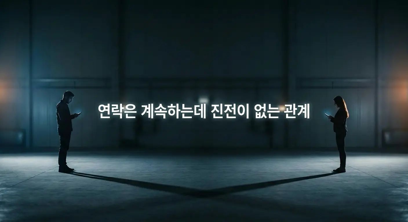 연락은 하지만 관계가 발전하지 않는 상황 이미지