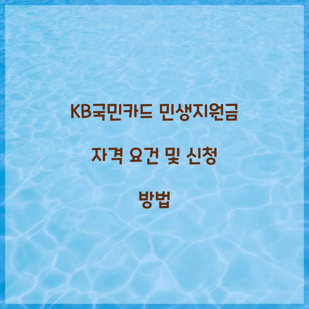 KB국민카드 민생지원금