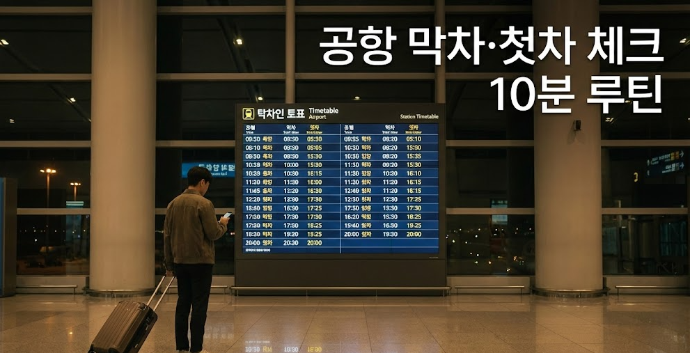 공항 이동 막차/첫차 체크(심야&middot;새벽 비행 필수): 비행기 놓치기 싫다면 &lsquo;이 10분 루틴&rsquo;만