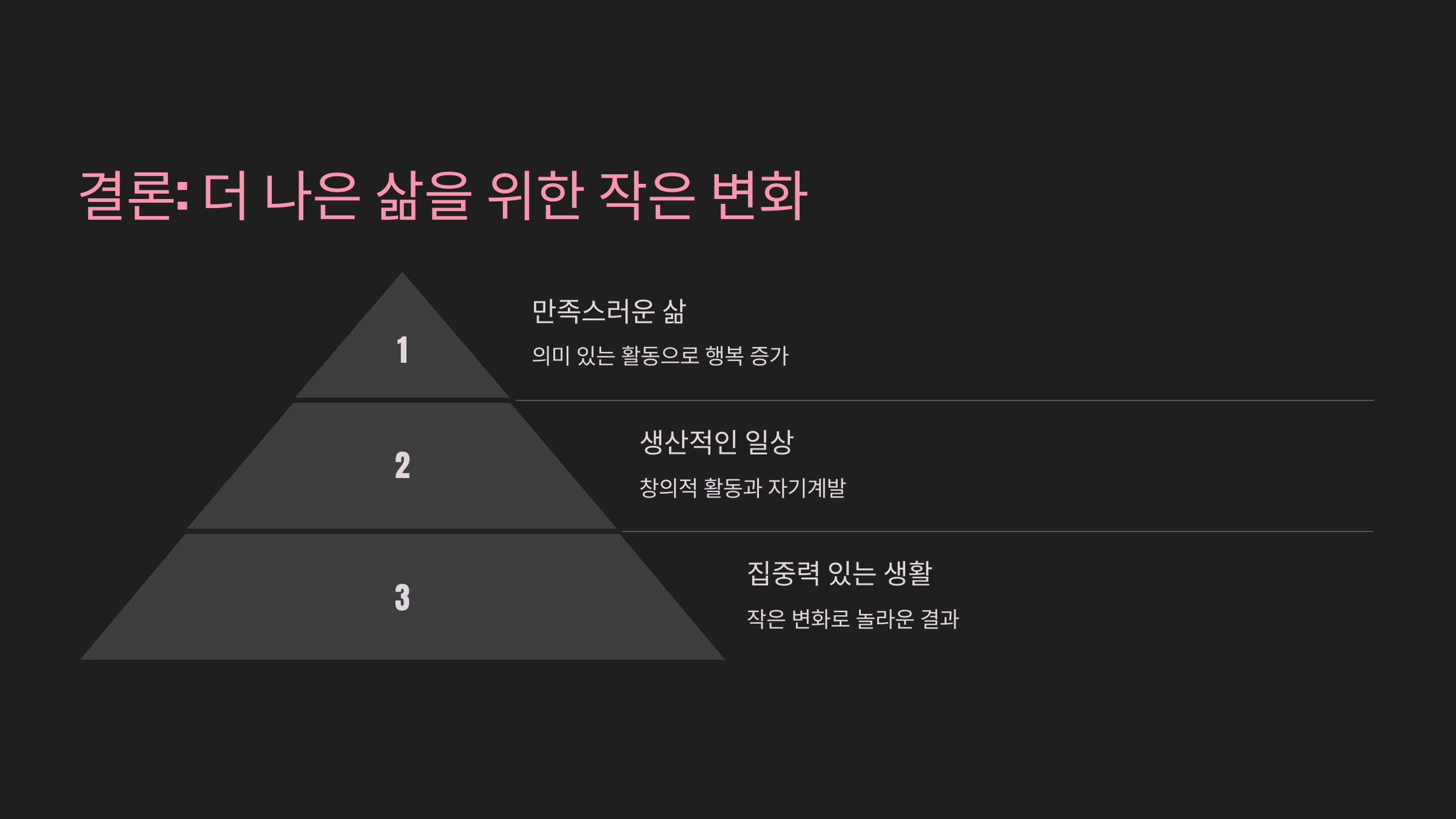 결론 더 나은 삶을 위한 작은 변화