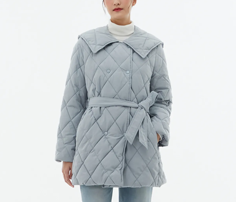 마리와별난아빠들 윤순애 금보라 패딩 코트 패션 48회 의상 세일러 빅카라 벨트 퀼팅 패딩 하프코트