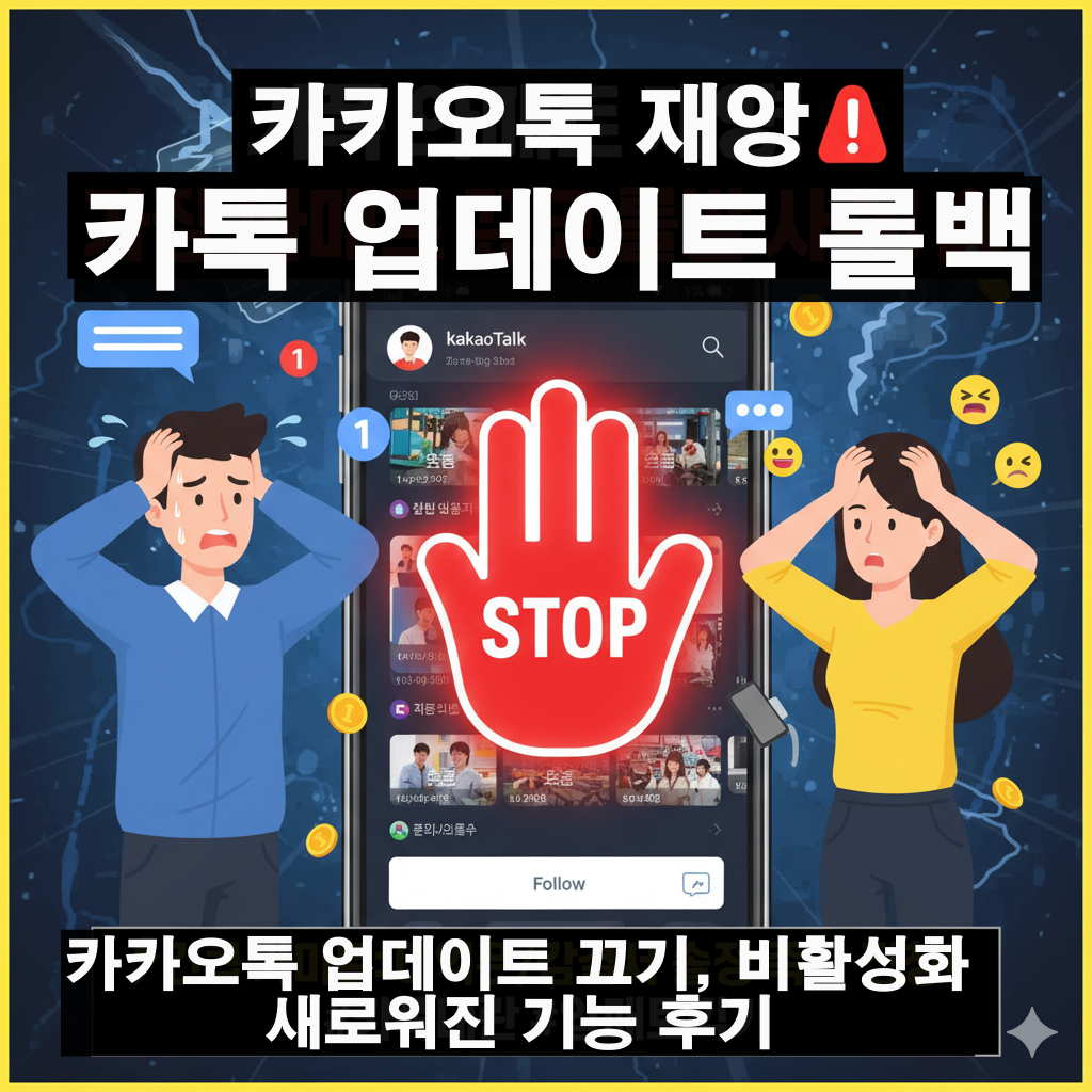 카카오톡 업데이트 끄기 업데이트 롤백 복구방법