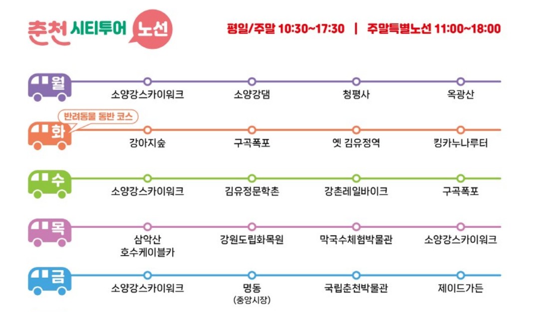춘천-시티투어-노선-주중
