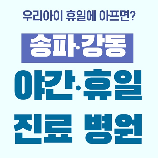 송파·강동 야간·휴일 진료 병원｜달빛어린이병원 포함