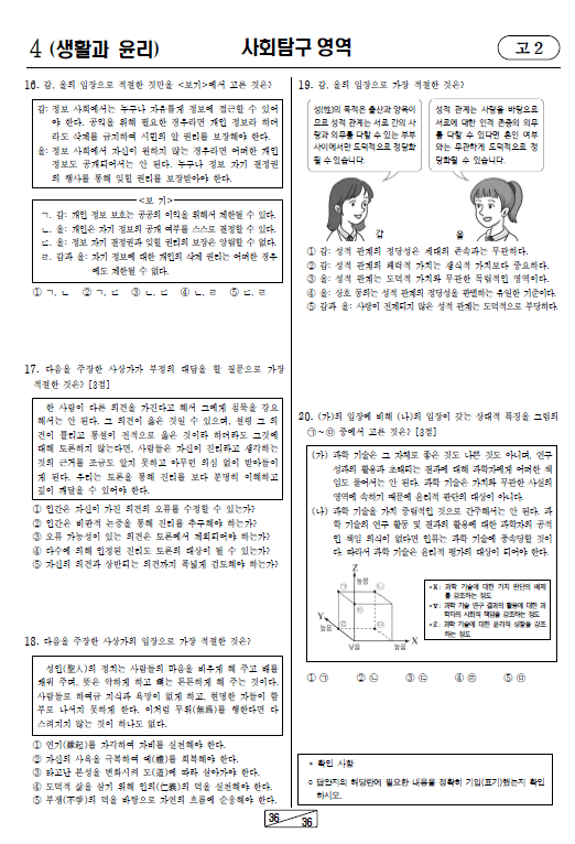 2023-9월-고2-모의고사-생활과 윤리-기출문제-다운