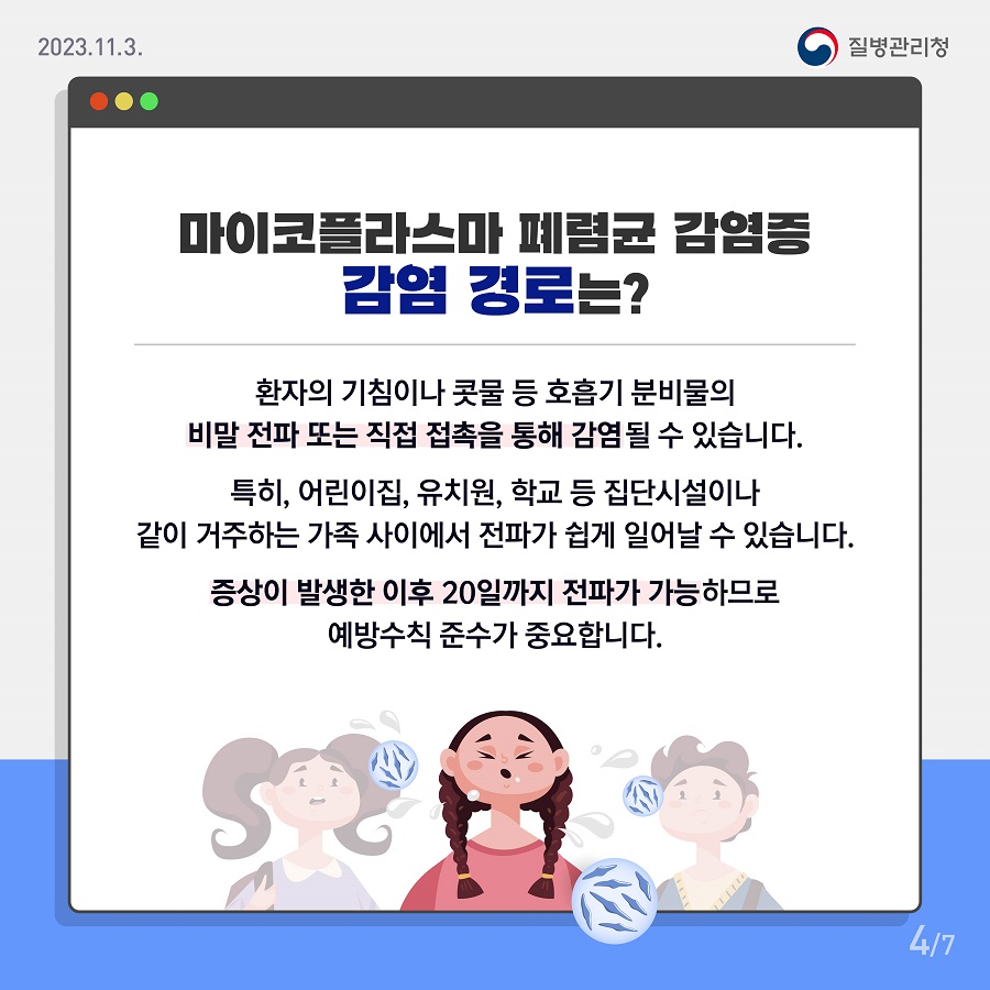 마이코플라스마 폐렴 감염경로 [출처:질병관리청]