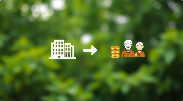 국민연금공단건물과 노령연금을 받는 노부부가 있습니다.