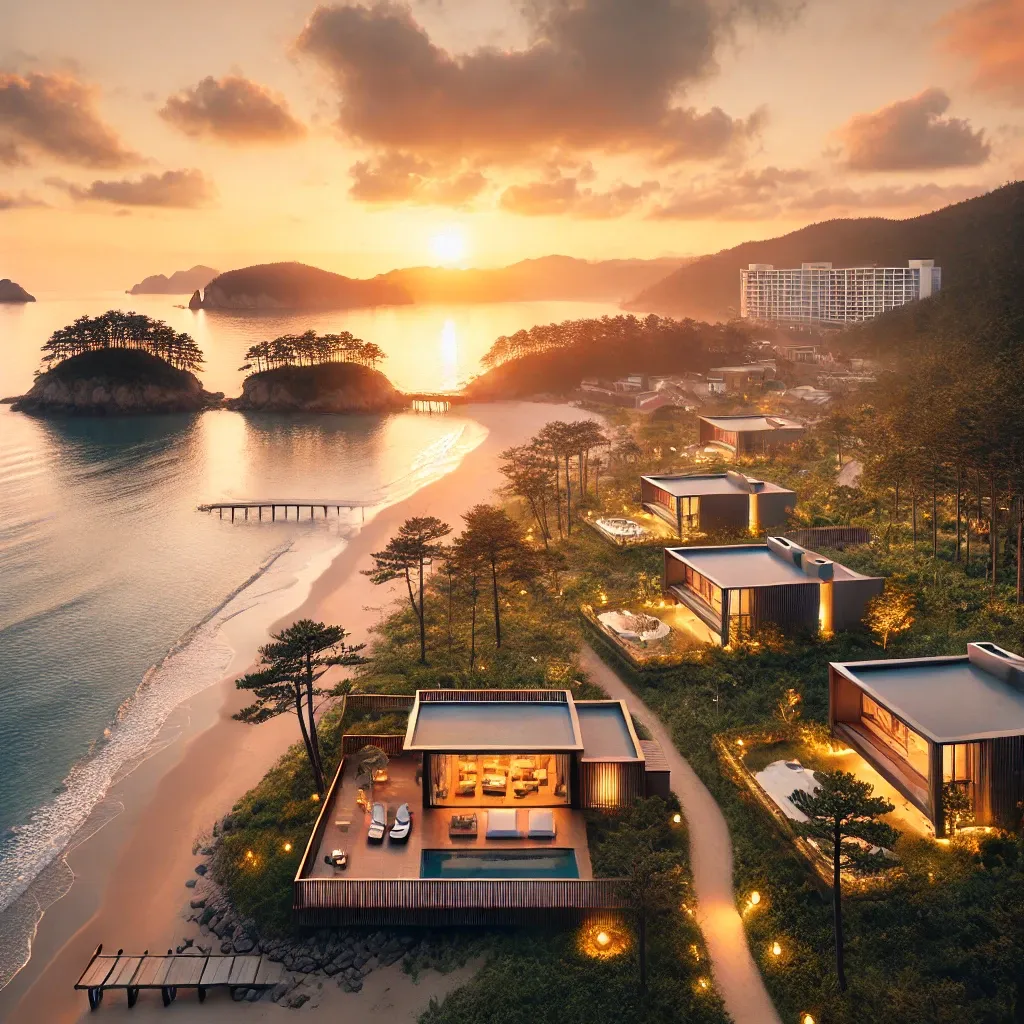 평화로운 해안과 산책로가 어우러진 리조트