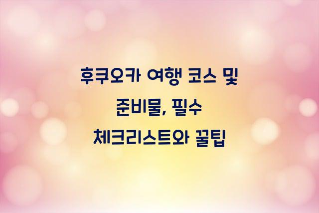 후쿠오카 여행 코스 및 준비물