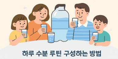 가족들이 물 마시는 사진
