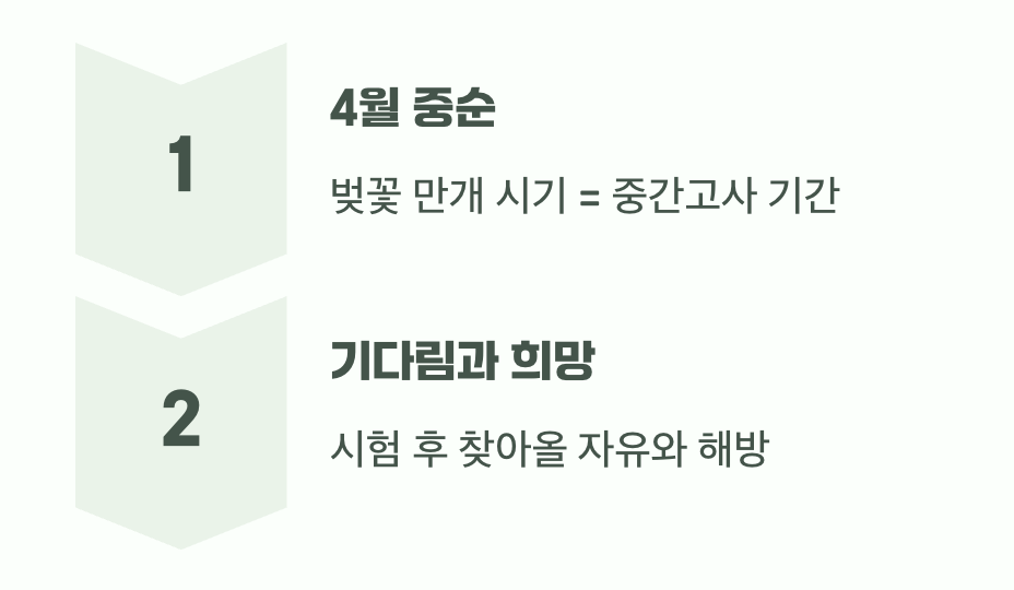 &lsquo;벚꽃의 꽃말은 중간고사&rsquo;