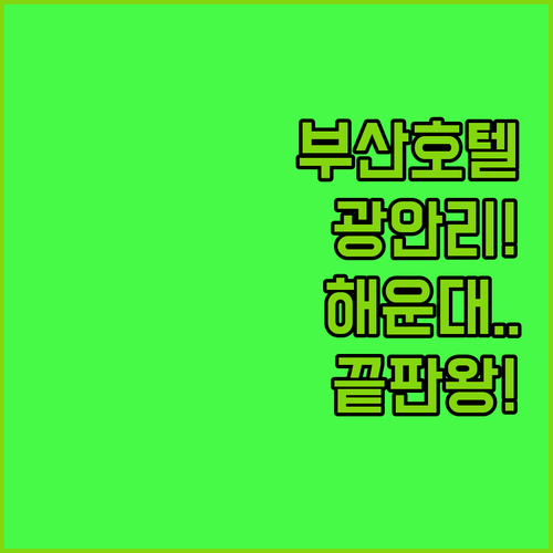 부산 호텔 추천 해운대 광안리 숙소 ..