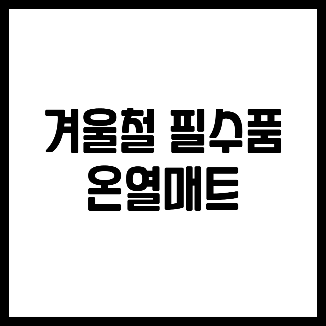 겨울철 필수품 온열매트