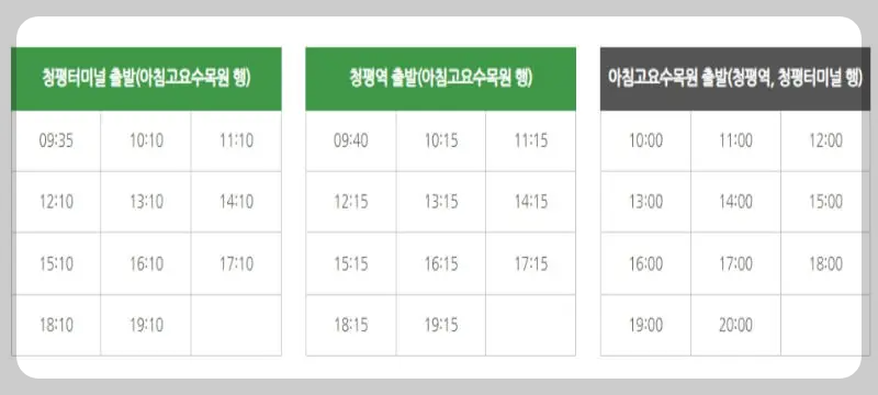 가평시티투어버스 시간표