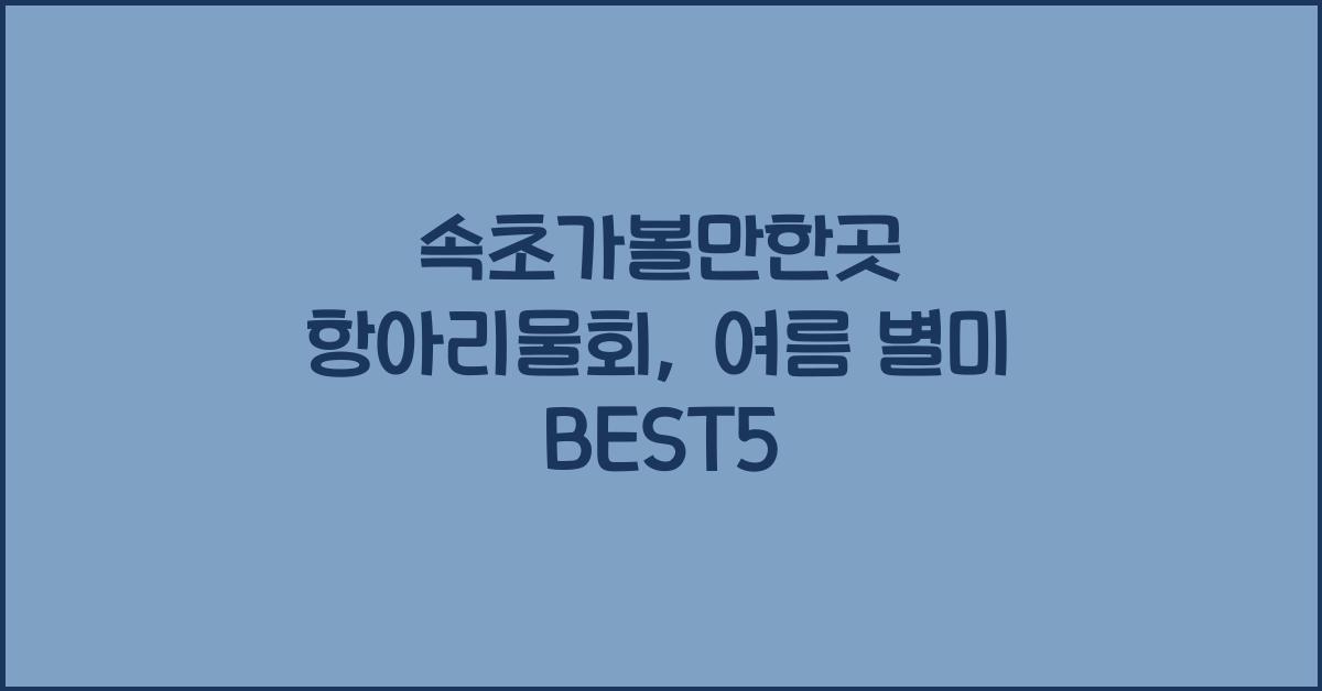 속초가볼만한곳 항아리물회