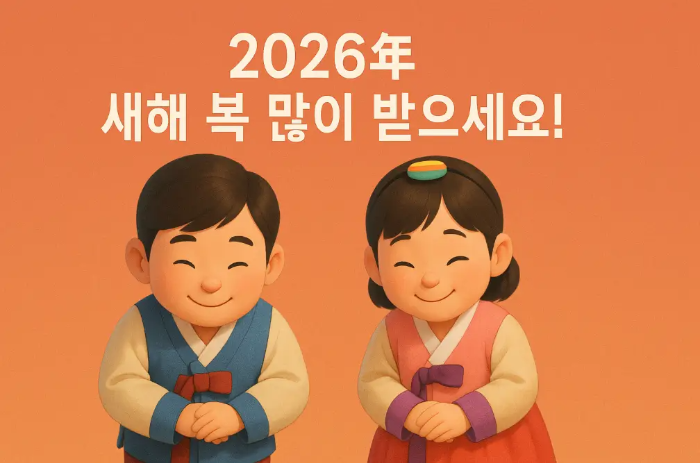 가족-새해-답장-인사말-한복-남녀-일러스트