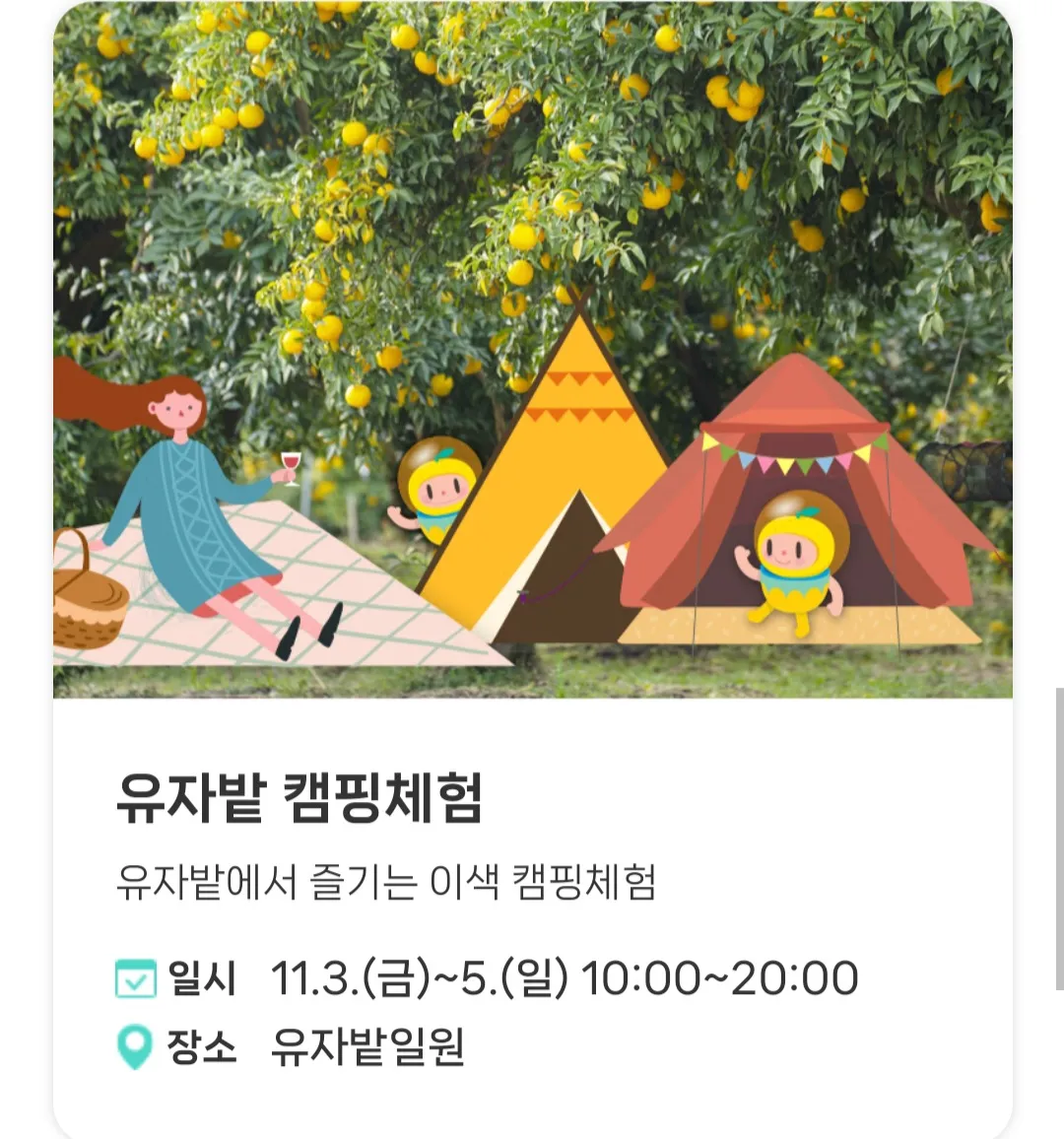 [ 유자밭 프로그램 ] - 유자밭 캠핑체험