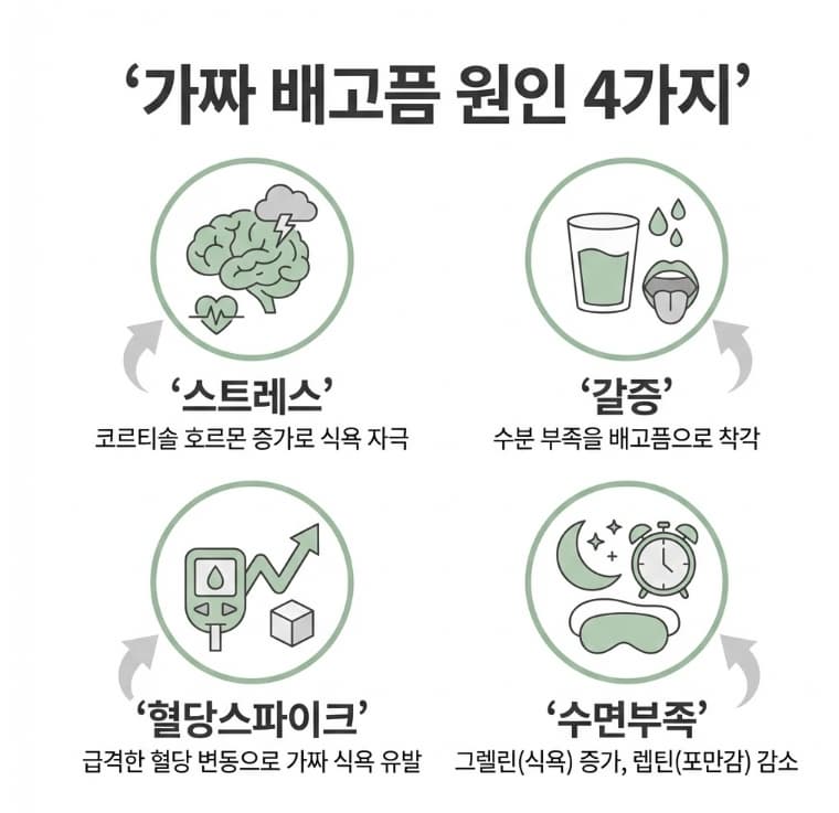 가짜 배고픔 원인 4가지 인포그래픽