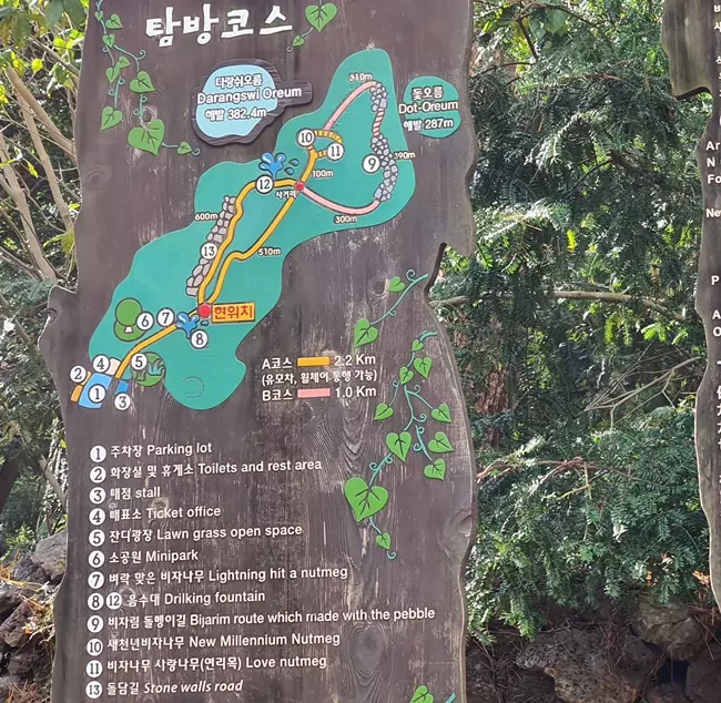 비자림은 2개의 코스로 구성되어 있어요.