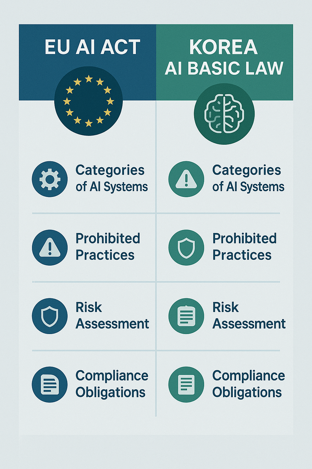 EU AI Act와 한국 AI 기본법의 비교 차트