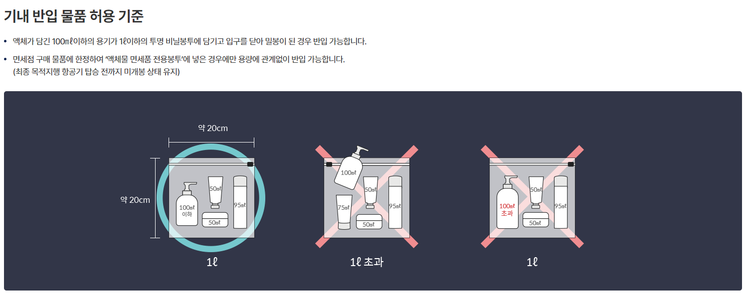 기내 반입 가능 액체