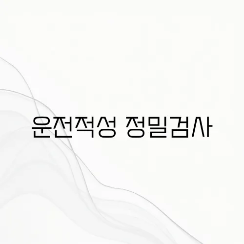 운전적성 정밀검사