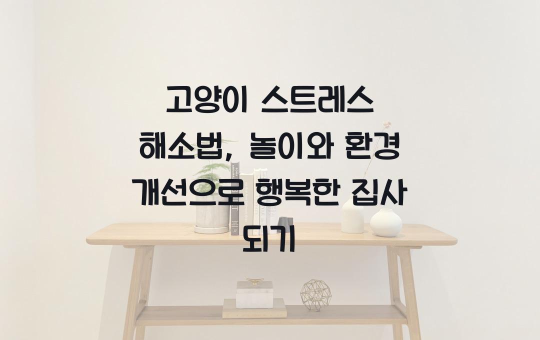 고양이 스트레스 해소법, 놀이와 환경 개선