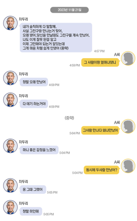 차두리와 내연 관계