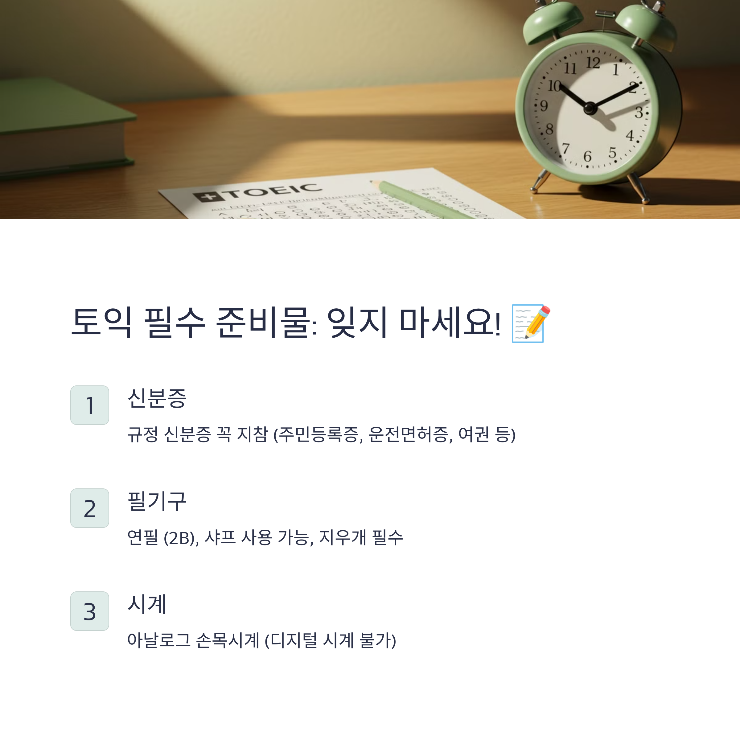 토익시험 필수 준비물