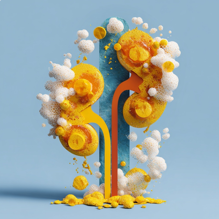 방광에 오줌거품 이지미를 디지털화 시킨이미지