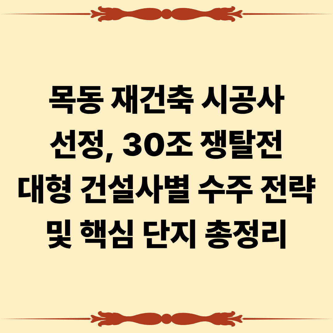 목동 재건축 시공사 선정, 30조 쟁탈전