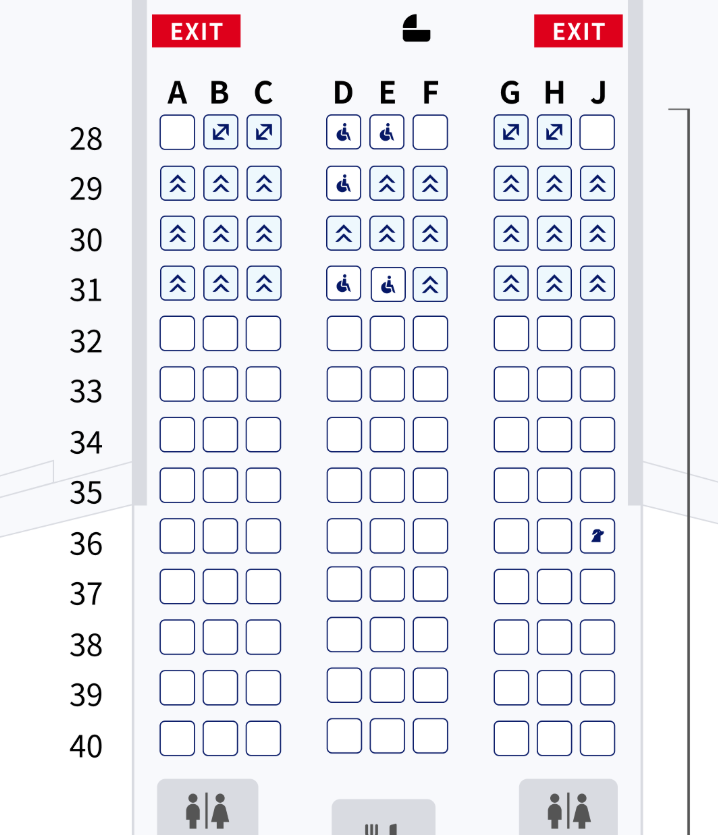 대한항공 B777-300ER 좌석 배치도 일부