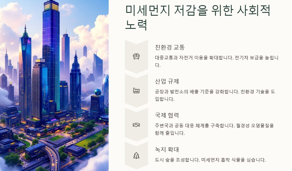 미세먼지: 환경, 건강(호흡기-비염,심혈관,뇌,면역력,피부,눈) 영향, 대응방안, 해외사례