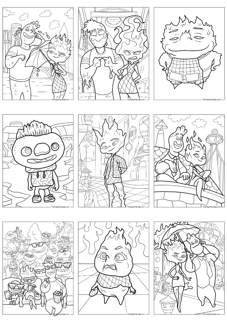 엘리멘탈 색칠공부 도안