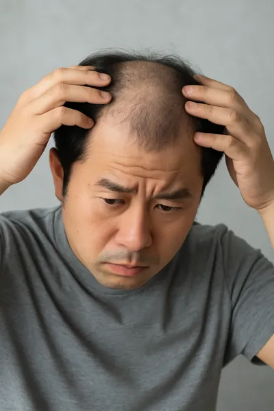 탈모로 고민하는 중년 남성