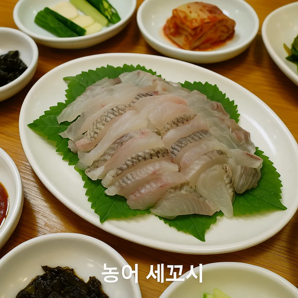 태안 안면도 전통 횟집에서 뼈째 썬 농어 세꼬시 상차림