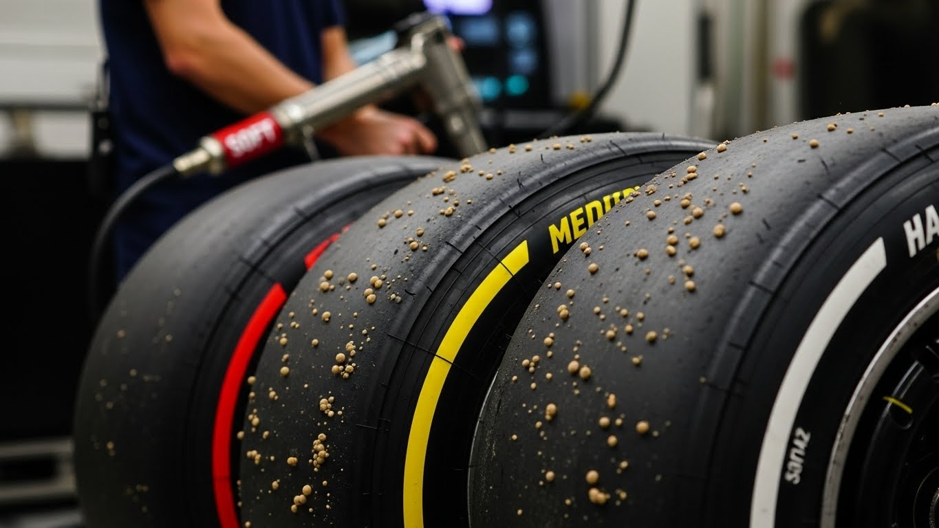 F1 타이어 종류 소프트 미디엄 하드 타이어의 차이점과 마모된 타이어 표면 질감