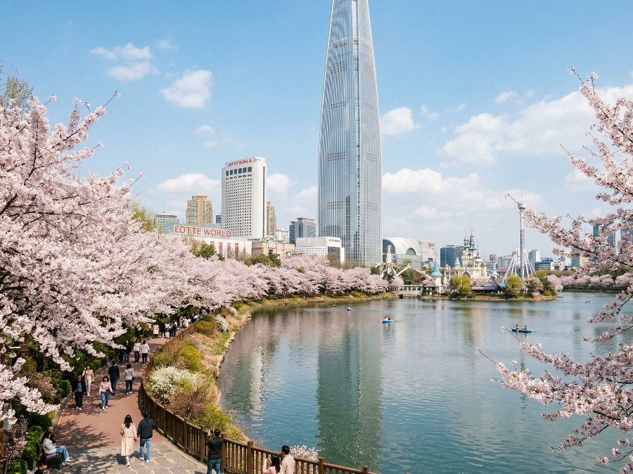 2026년 한국 도심에 만개한 벚꽃 풍경