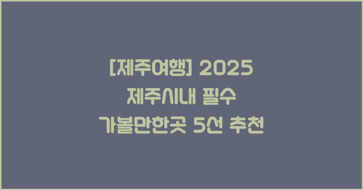 [제주여행] 2025 제주시내 가볼만한곳