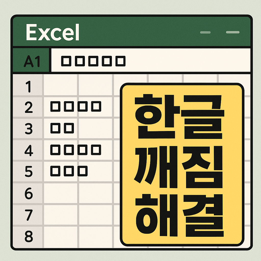 엑셀 한글 깨질때