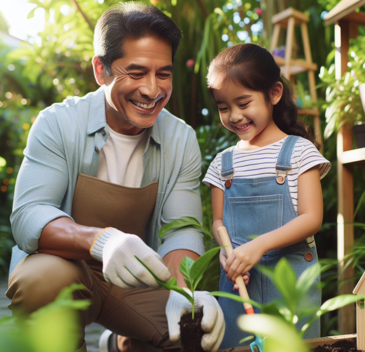 자연 친화적인 체험을 하는 모녀의 모습