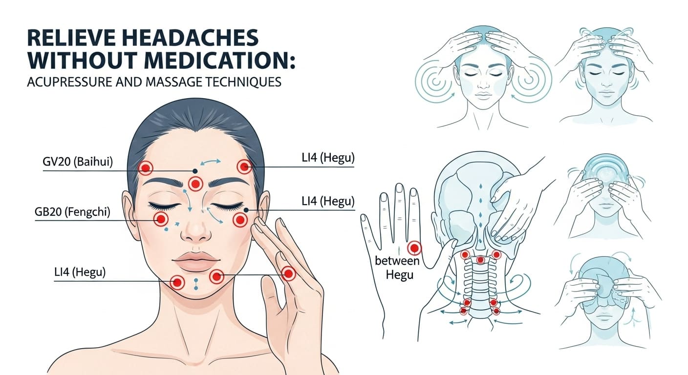 약 없이 두통 해결하기: 지압과 마사지 방법