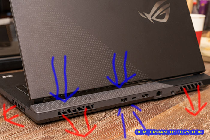 ROG Strix G17 냉각팬 열배출구