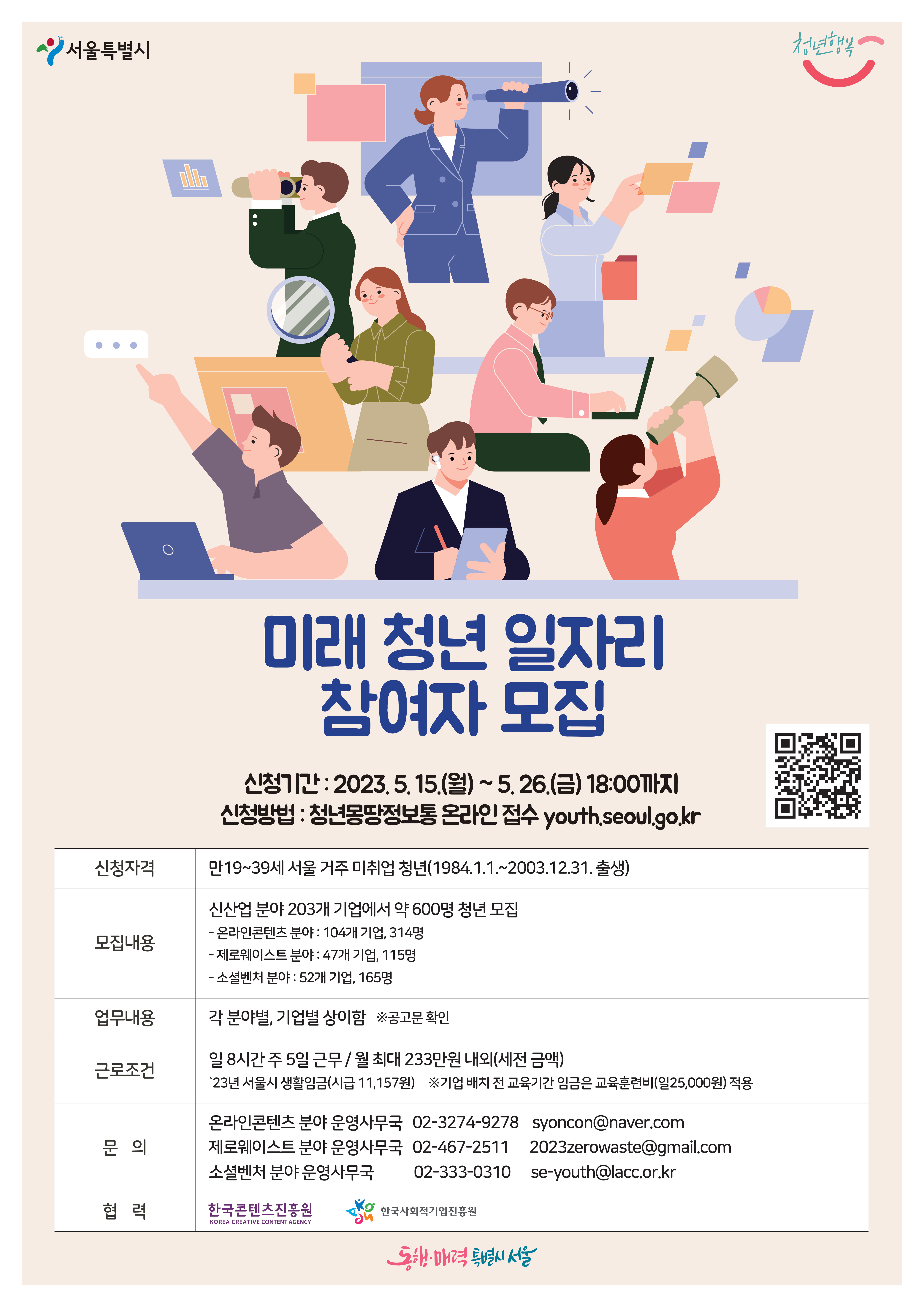 미래 청년 일자리 참여자 모집 이미지