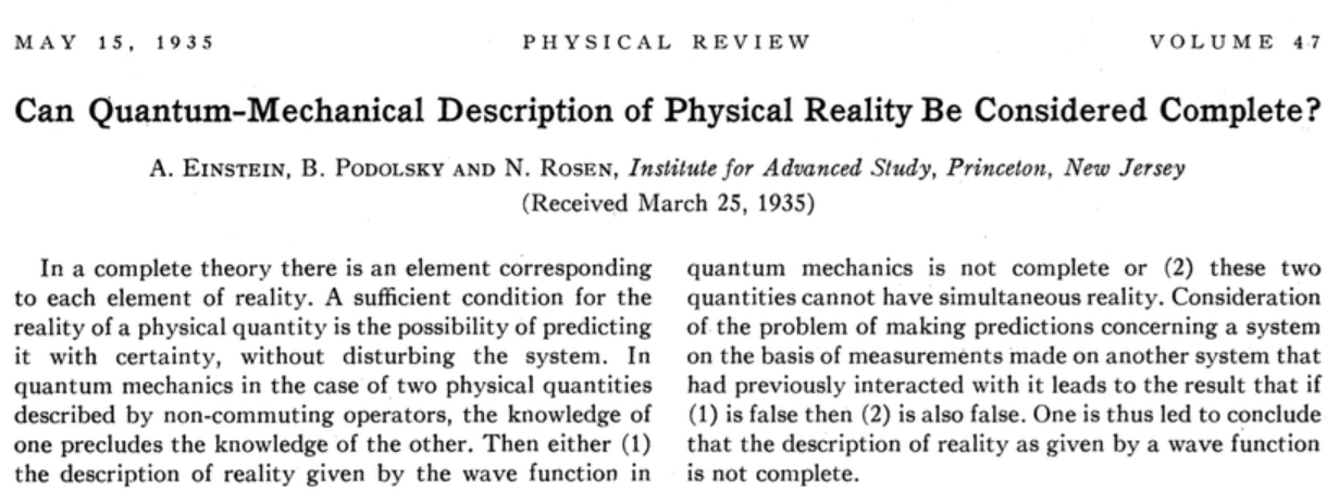 EPR 논문(Einstein-Podolsky-Rosen paper)