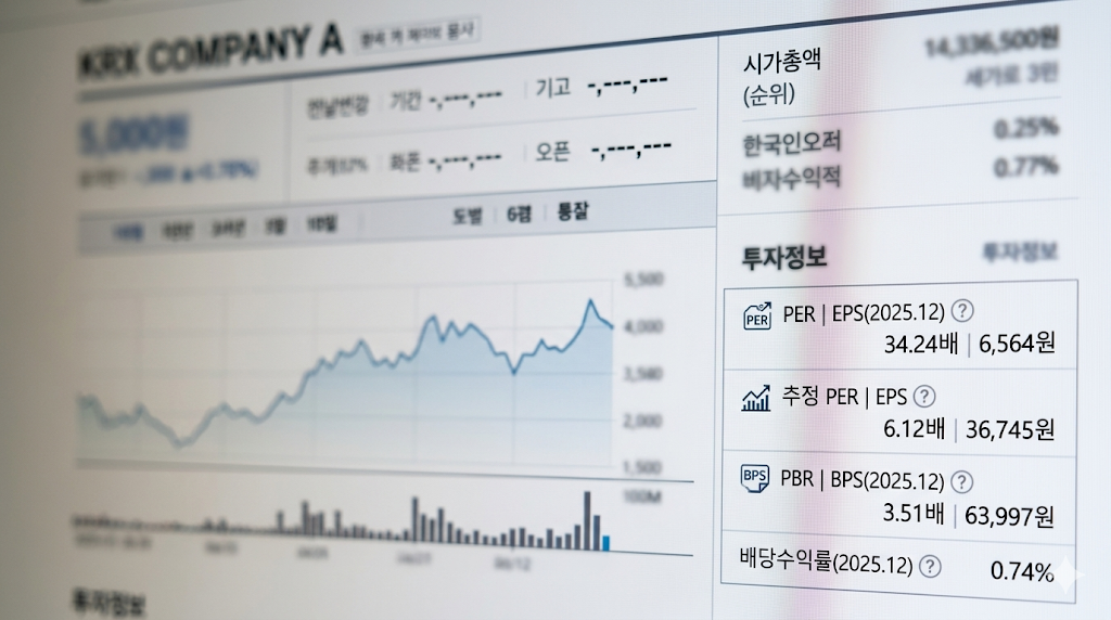 추정 PER와 추정 EPS 내용 이해를 돕기 위한 예시 이미지