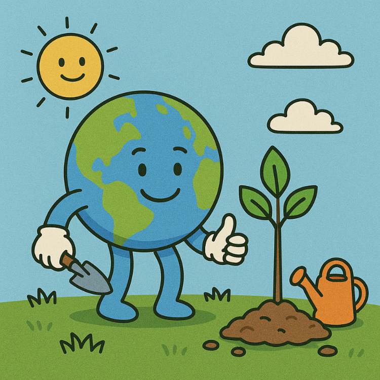 모종-삽을-들고-나무를-가꾸고-있는-지구
