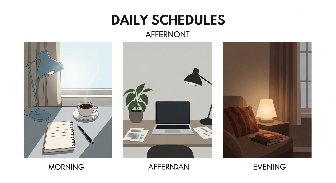 아침 점심 저녁 하루 스케쥴 이미지